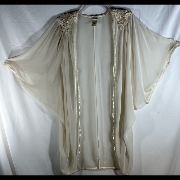 Vintage Cacique 2 Piece Lingerie Pinoir Set Nylon & Satin Bridal Set Beaded Lace - Picture 3 of 12